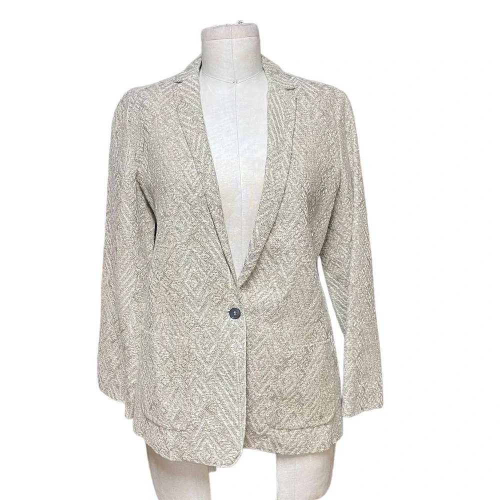Giada Forte‎ Metallic Gold Geometric Linen Blend Blazer Jacket Size I / US 4